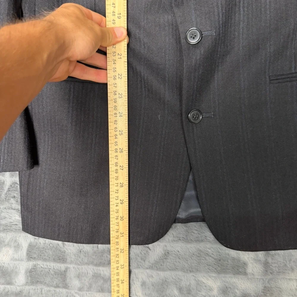 Christian Dior Monsieur Mens 40R Vintage Pure Virgin Wool Pinstripe Blazer Grey